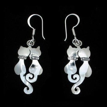 Twin Cat earrings in Sterling Silver
