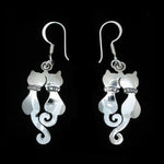 Twin Cat earrings in Sterling Silver