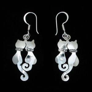Twin Cat earrings in Sterling Silver