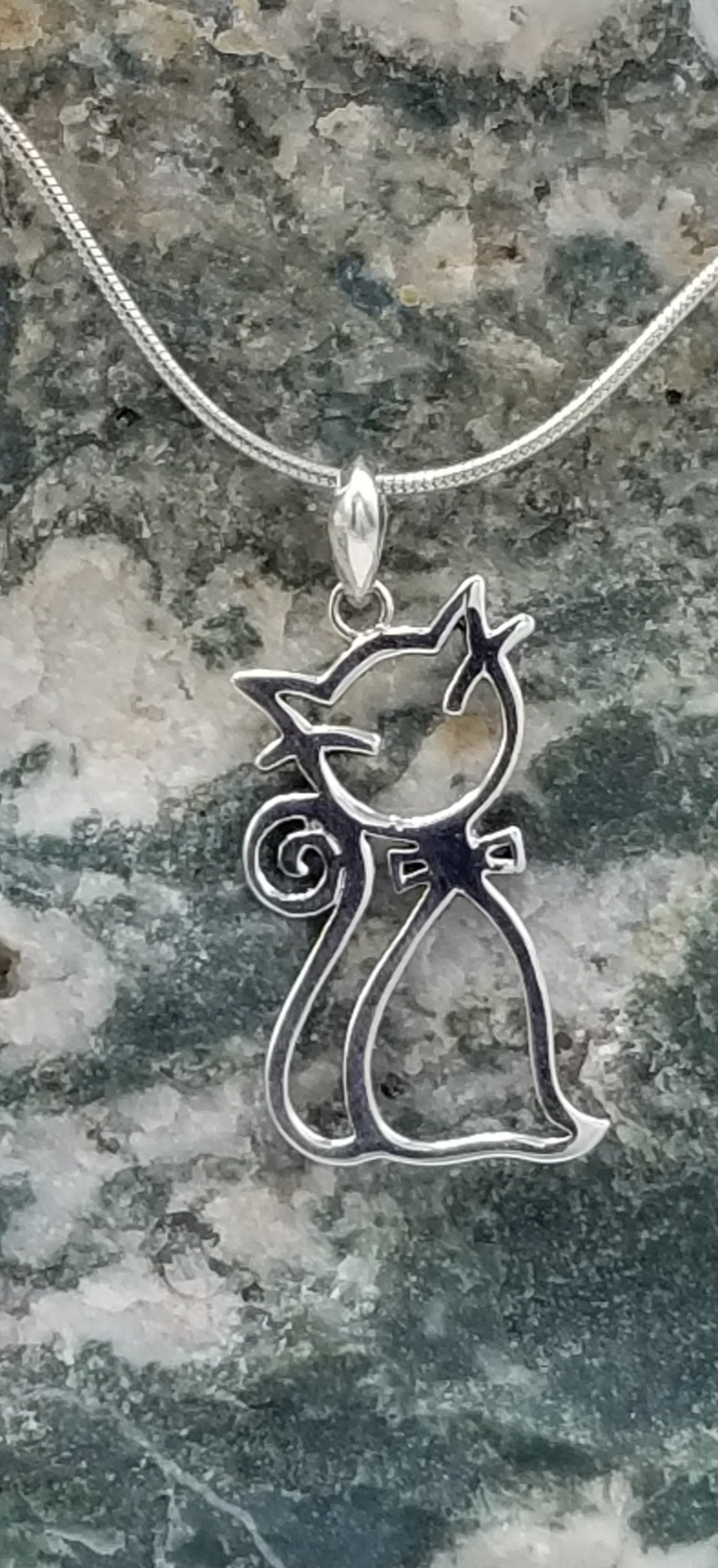 Cat Pendant - Sterling Silver