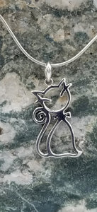 Cat Pendant - Sterling Silver