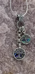 Double circle with abalone Tree of Life Pendant