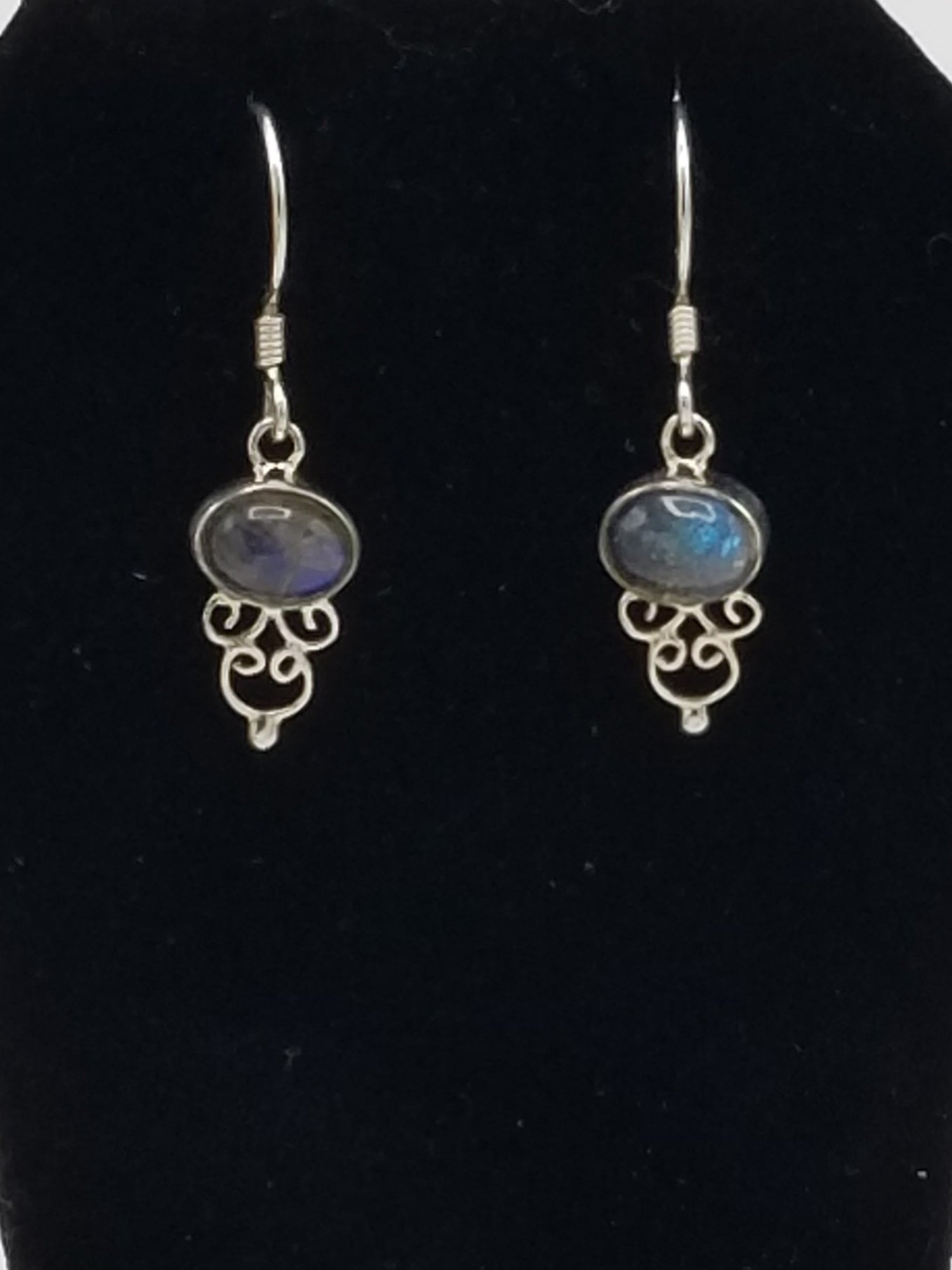 Sterling Silver drop earrings with stones (Labradorite,Lapis, Blue Quartz or Garnet)