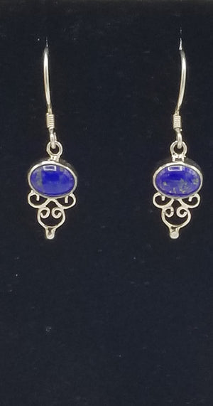 Sterling Silver drop earrings with stones (Labradorite,Lapis, Blue Quartz or Garnet)