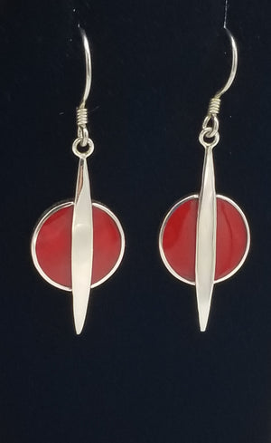 Sterling Silver earrings with Coral or Mother of pearl