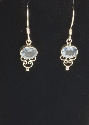 Sterling Silver drop earrings with stones (Labradorite,Lapis, Blue Quartz or Garnet)