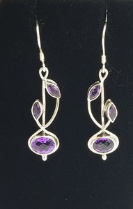 Sterling silver 3 stone drop earrings