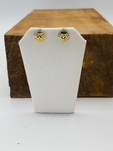 Button earrings with gold dots