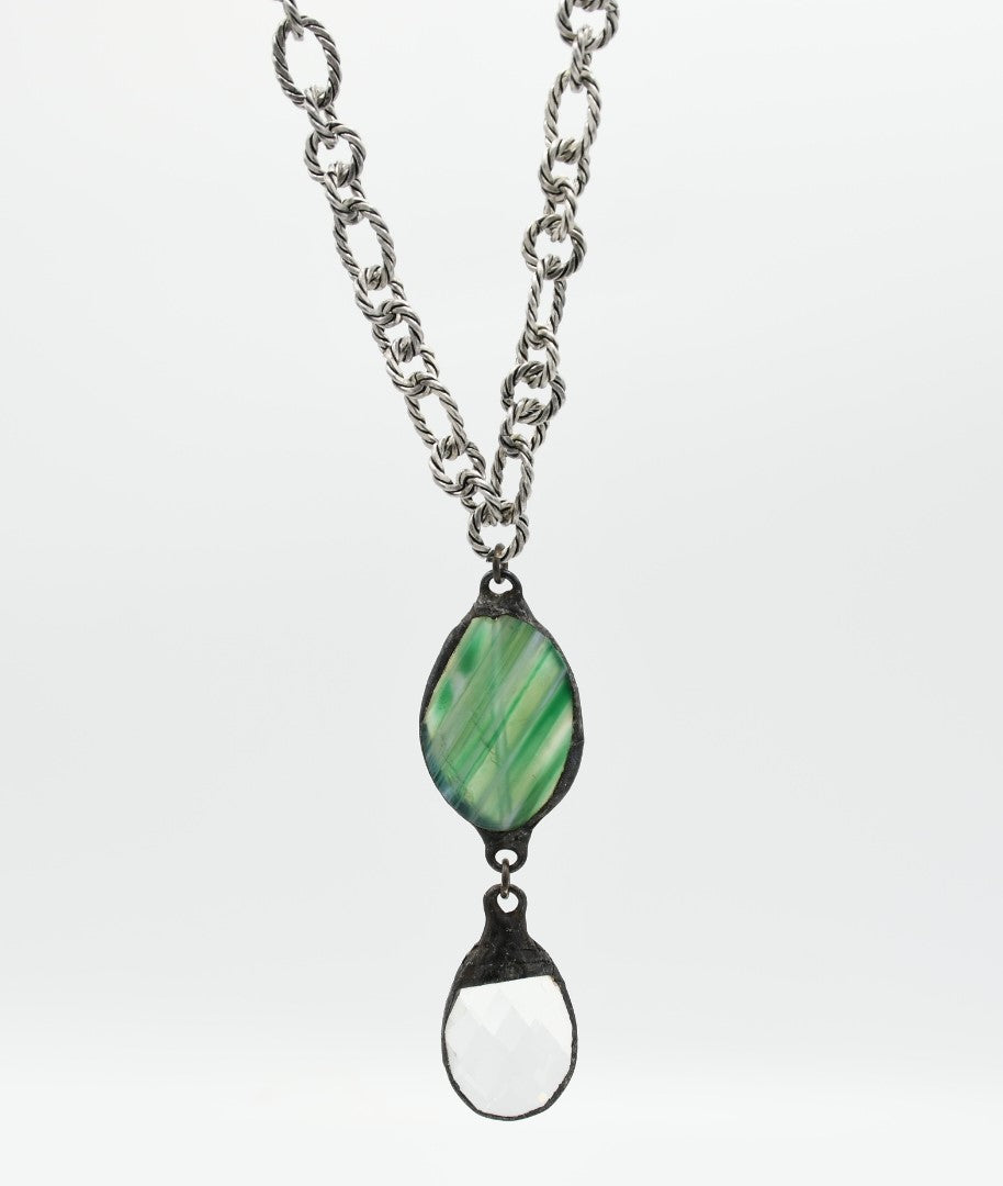 Crystal and Green Pendant necklace