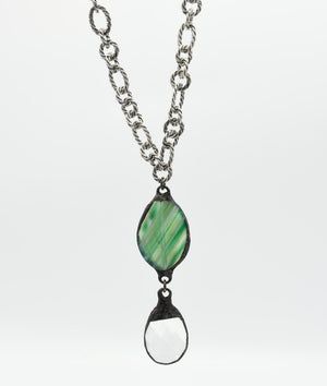Crystal and Green Pendant necklace