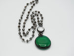 Emerald Green and clear glass soldered necklace