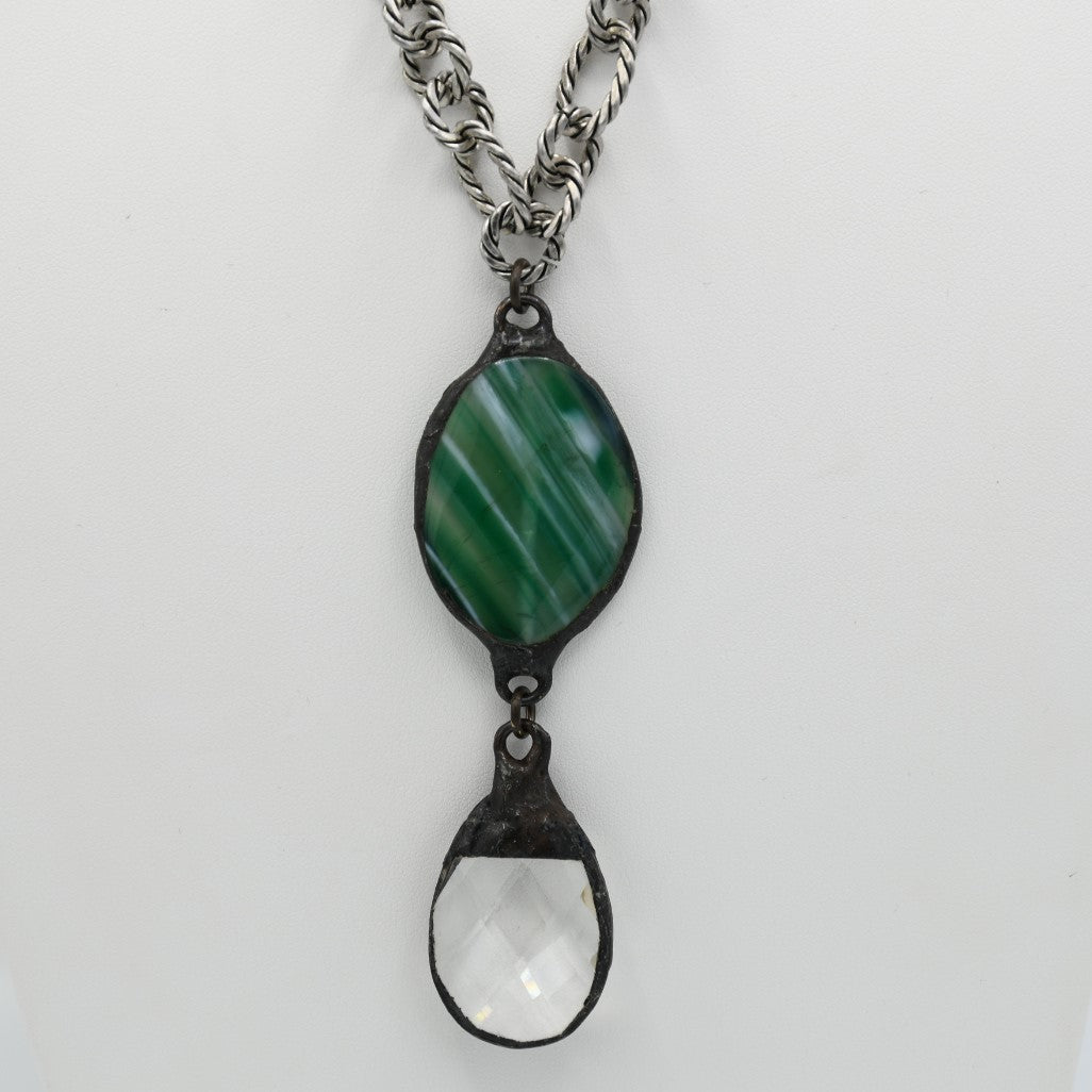 Crystal and Green Pendant necklace