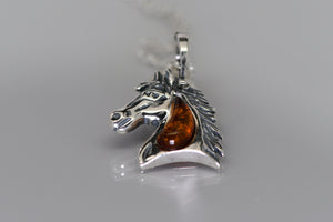 Baltic Amber large horse pendant