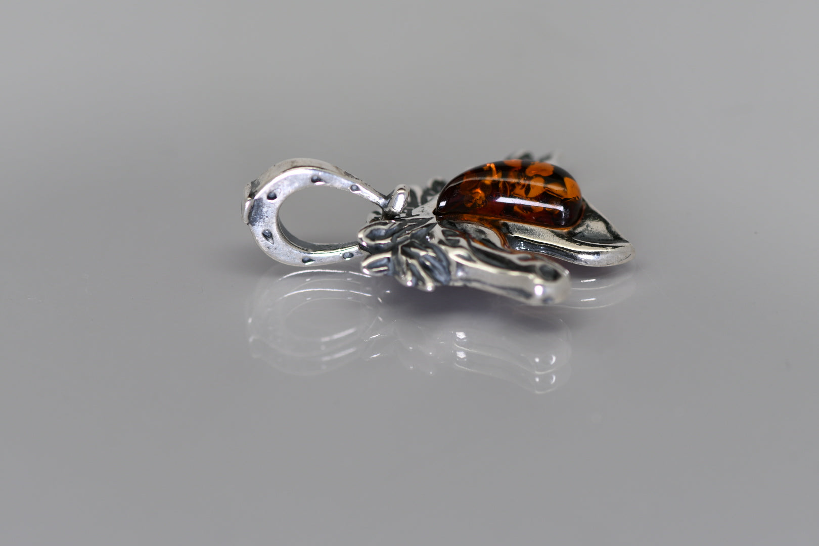 Baltic Amber large horse pendant