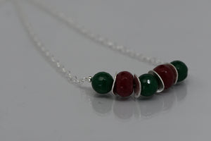 Ruby Jade and Emerald Jade set with sterling silver necklace