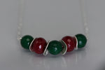 Ruby Jade and Emerald Jade set with sterling silver necklace