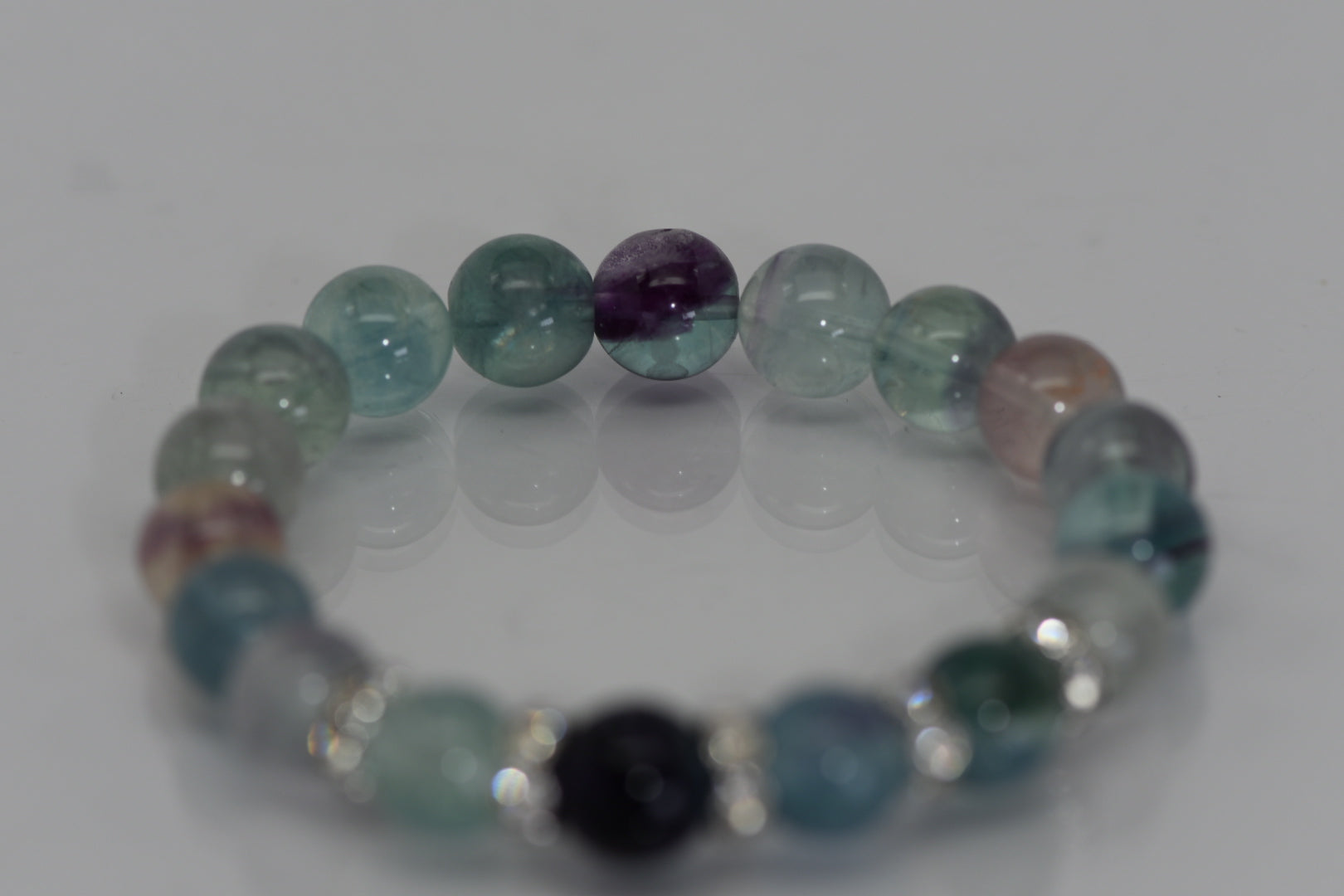 Fluorite crystal bracelet with rhinestone spacers