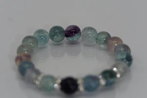 Fluorite crystal bracelet with rhinestone spacers