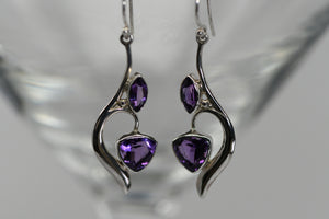 Two Stone drop dangle earrings - different stone options Amethyst and Peridot