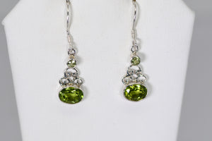 Oval drop earrings in sterling silver (Amethyst, Opal or Peridot)
