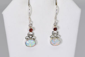 Oval drop earrings in sterling silver (Amethyst, Opal or Peridot)