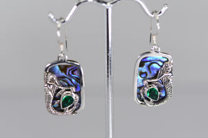 Mermaid earrings with Abalone and topaz or Abalone and Green Quartz