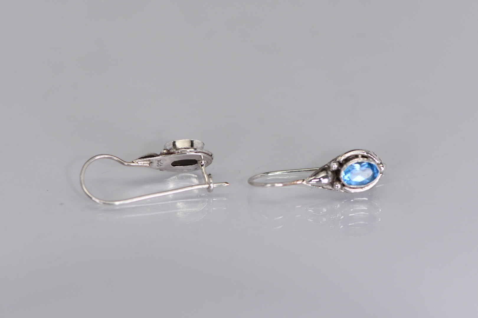 Blue Topaz Earrings - Sterling Silver