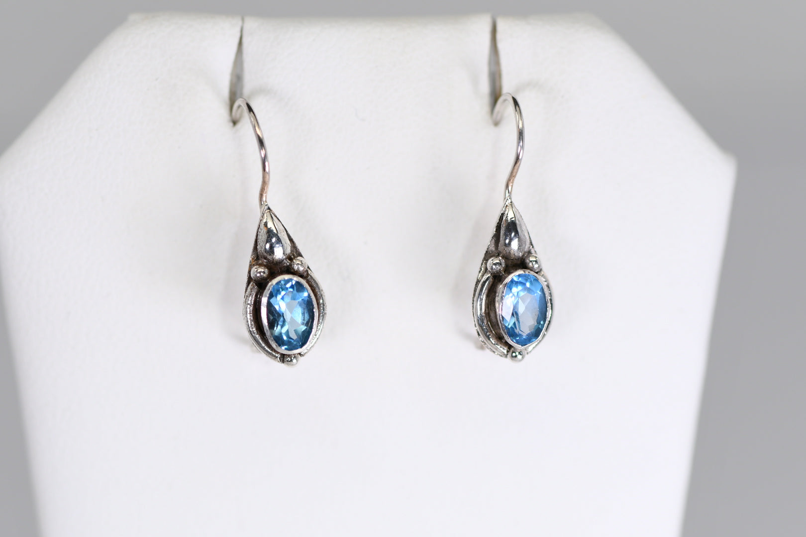 Blue Topaz Earrings - Sterling Silver