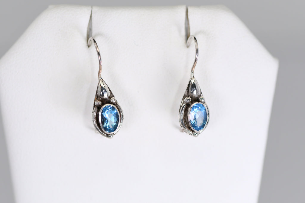 Blue Topaz Earrings - Sterling Silver