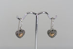 Heart two tone earrings - Sterling and gold tone