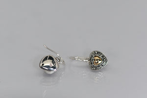 Heart two tone earrings - Sterling and gold tone