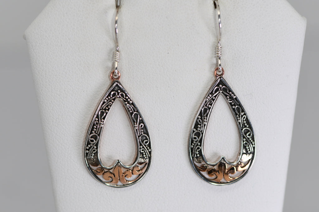Sterling Silver  earrings - Silver or two tone with copper