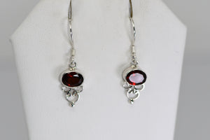 Sterling Silver drop earrings with stones (Labradorite,Lapis, Blue Quartz or Garnet)