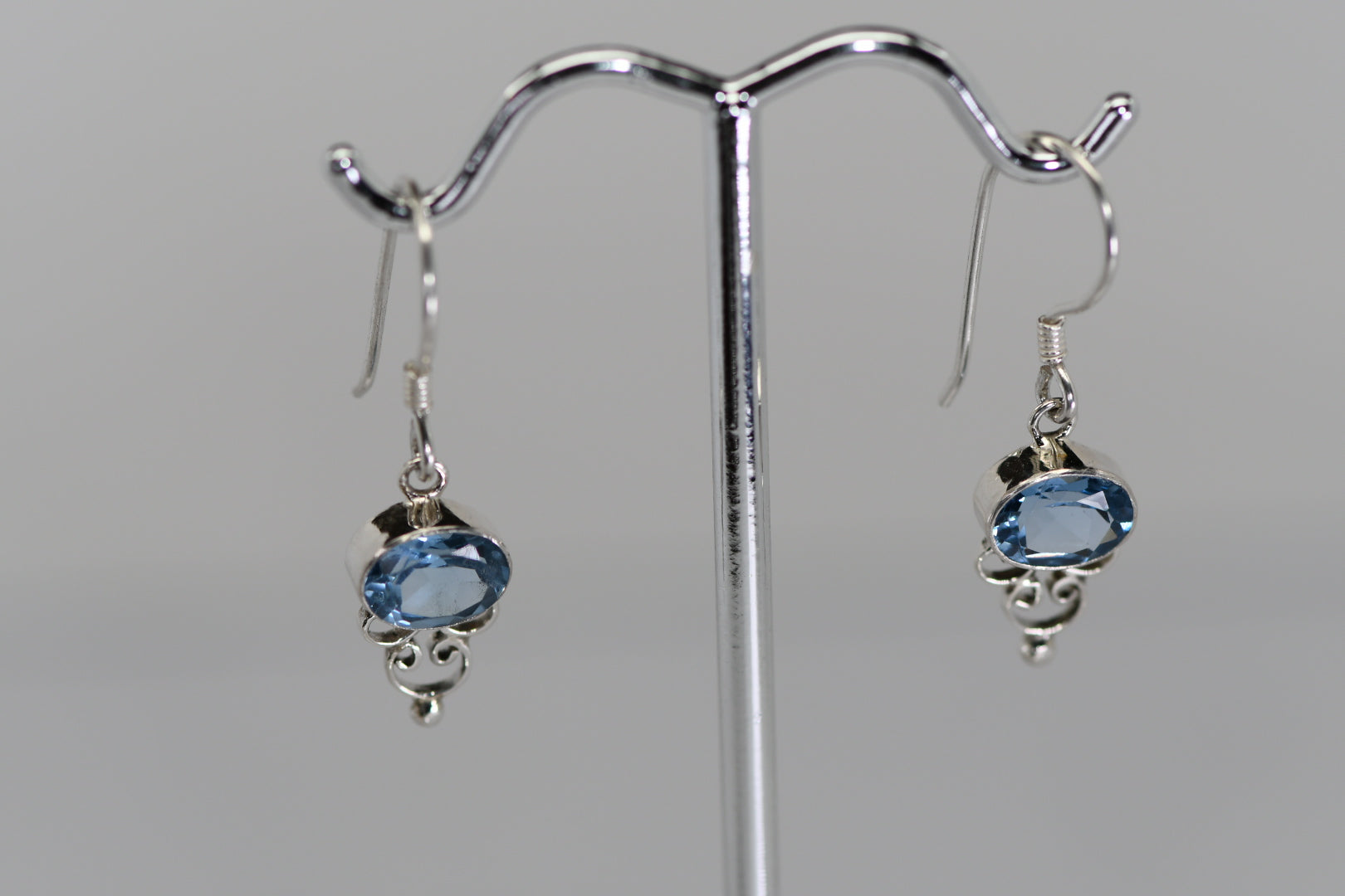 Sterling Silver drop earrings with stones (Labradorite,Lapis, Blue Quartz or Garnet)