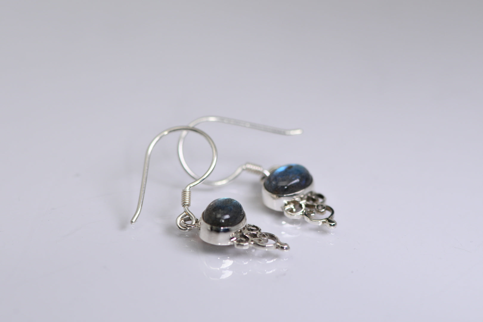 Sterling Silver drop earrings with stones (Labradorite,Lapis, Blue Quartz or Garnet)