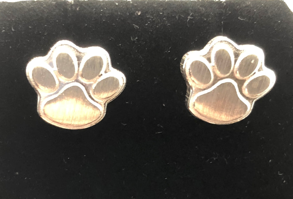 Dog Paw stud Earrings sterling silver