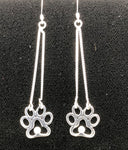 Dog Paw on chain Earrings sterling silver