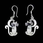 Cat with moon earrings in Sterling Silver