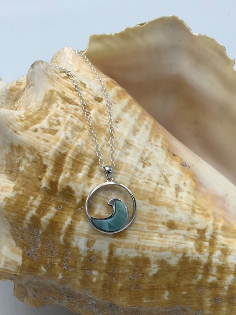 Larimar wave pendant