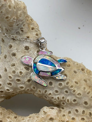 Sea Turtle - Opal - White and blue