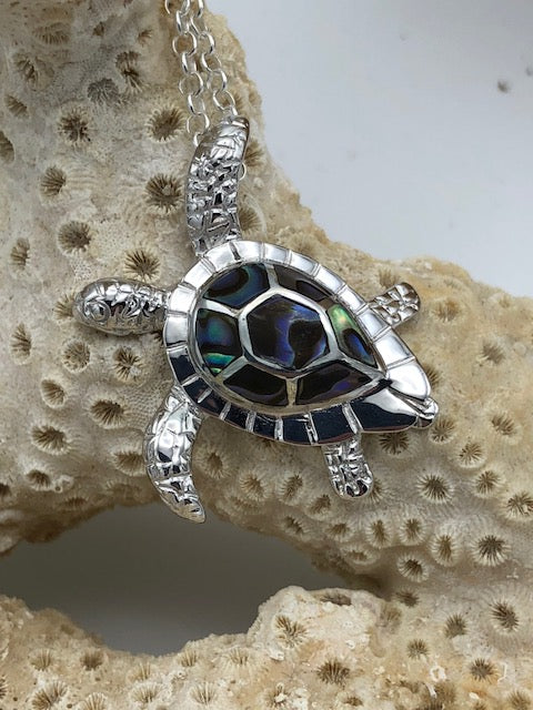 Sea Turtle - Abalone Pendant