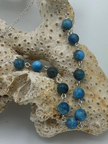 Blue Apatite Necklace with Sterling silver chain