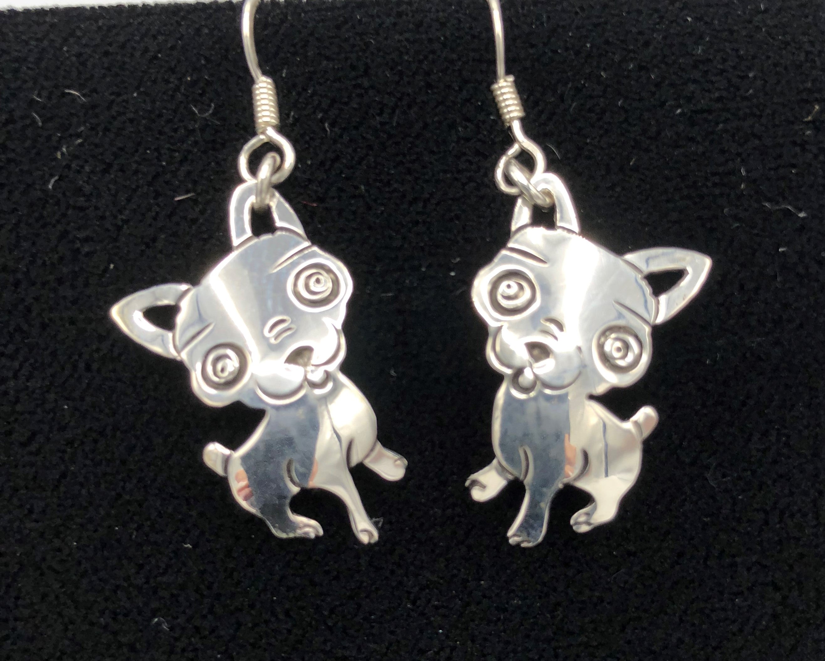 Little dog sterling silver earrings