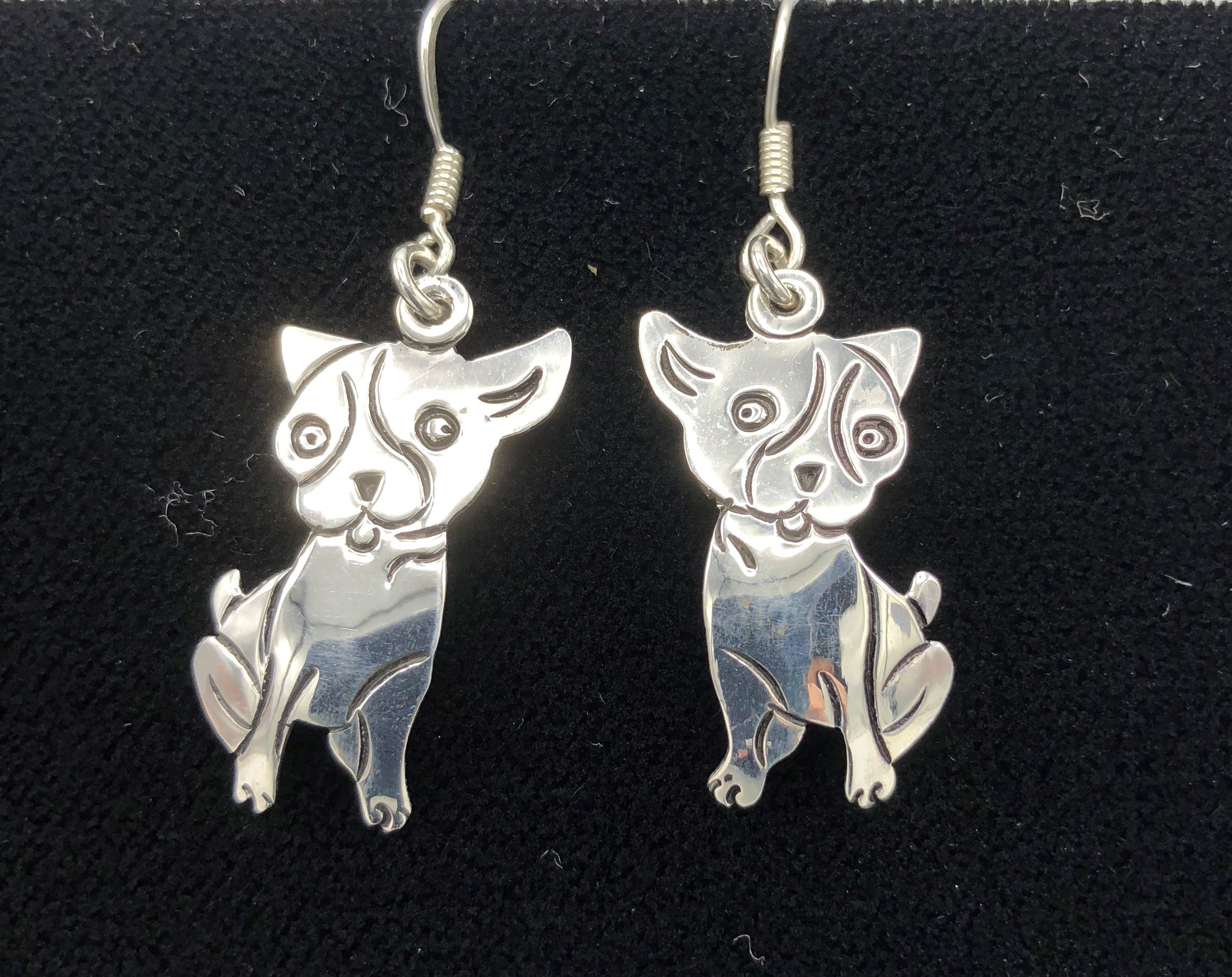 Cute Chihuahua earrings in Sterling Silver