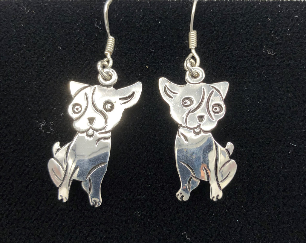 Cute Chihuahua earrings in Sterling Silver