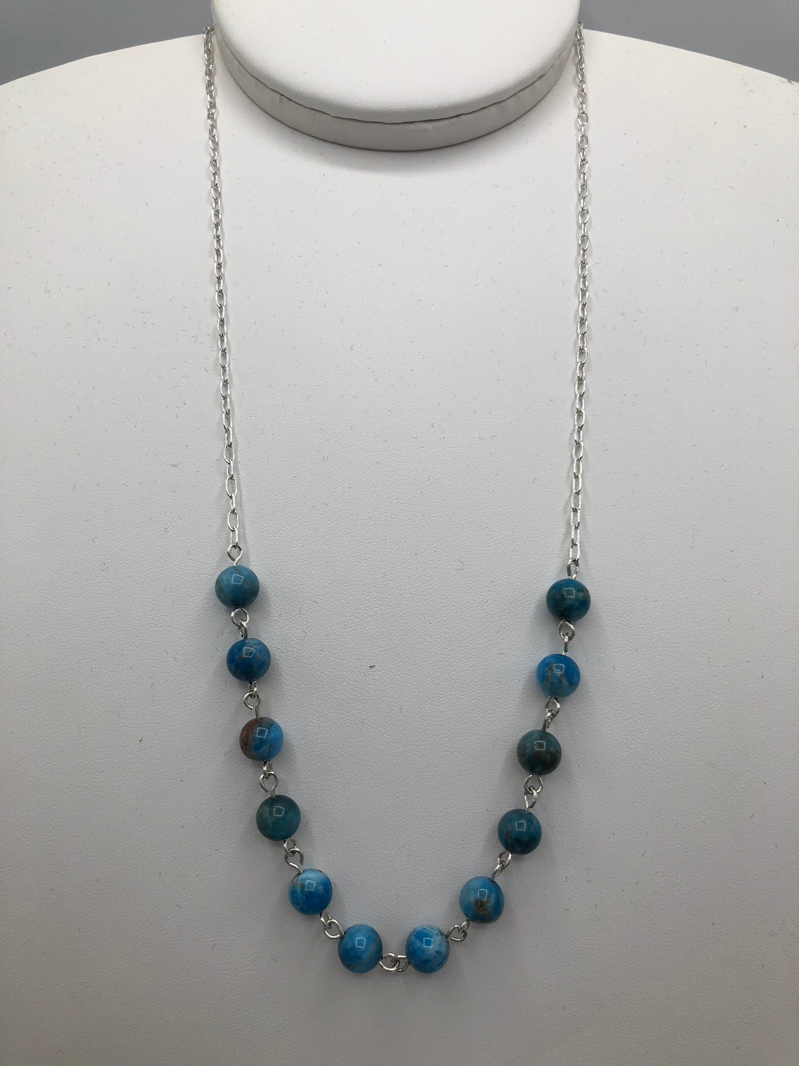 Blue Apatite Necklace with Sterling silver chain