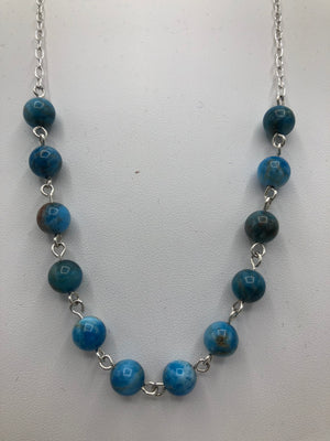 Blue Apatite Necklace with Sterling silver chain