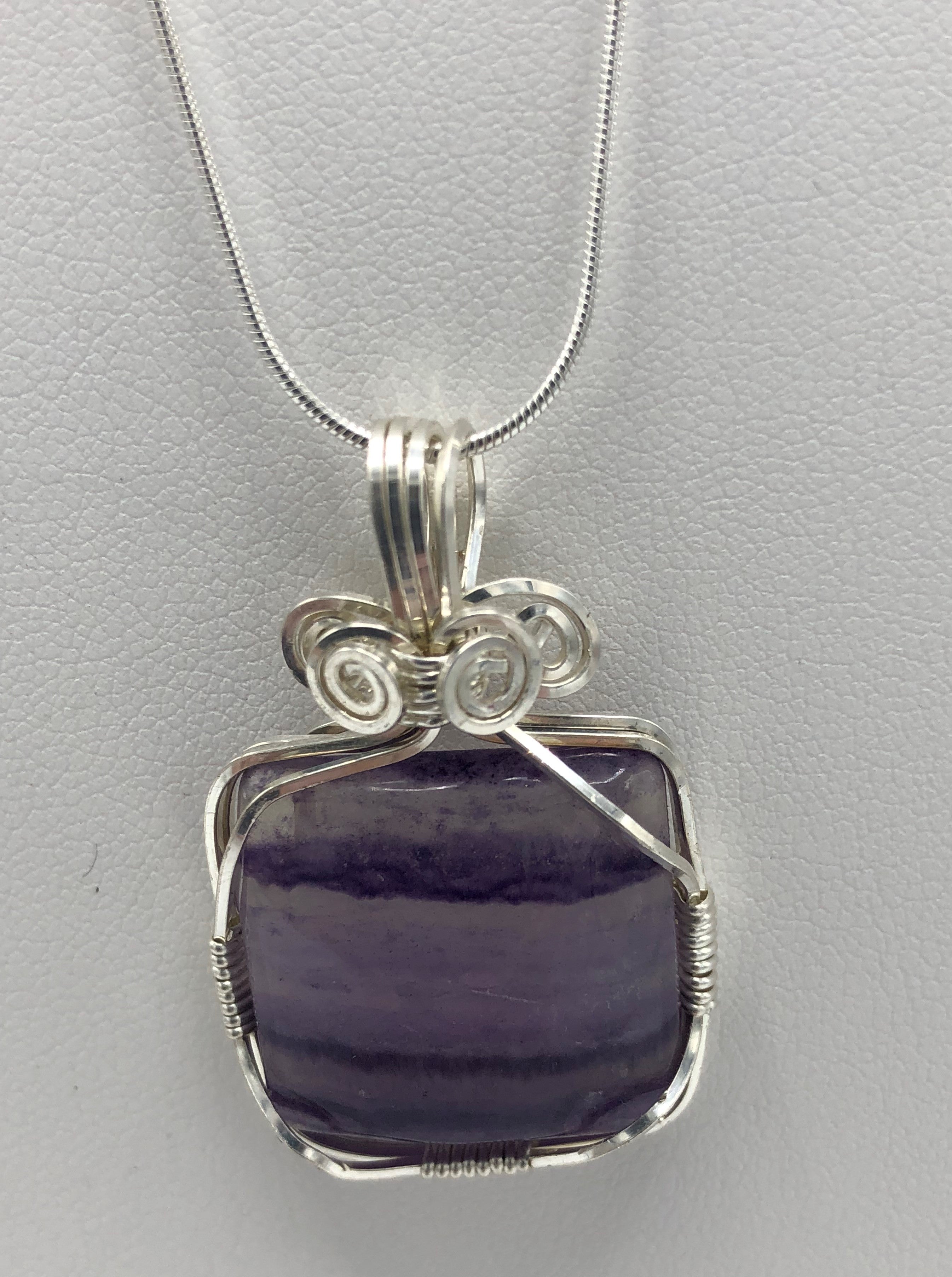 Beautiful Square Purple Fluorite Cabochon Wire wrapped