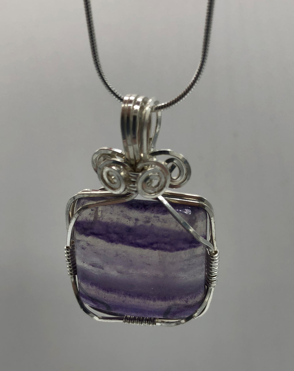 Beautiful Square Purple Fluorite Cabochon Wire wrapped