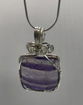 Beautiful Square Purple Fluorite Cabochon Wire wrapped